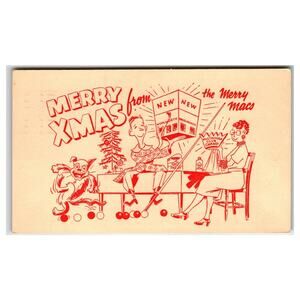 1952 Christmas Postcard Woolworth New Store the Merry Macs Multnomah Club Comic